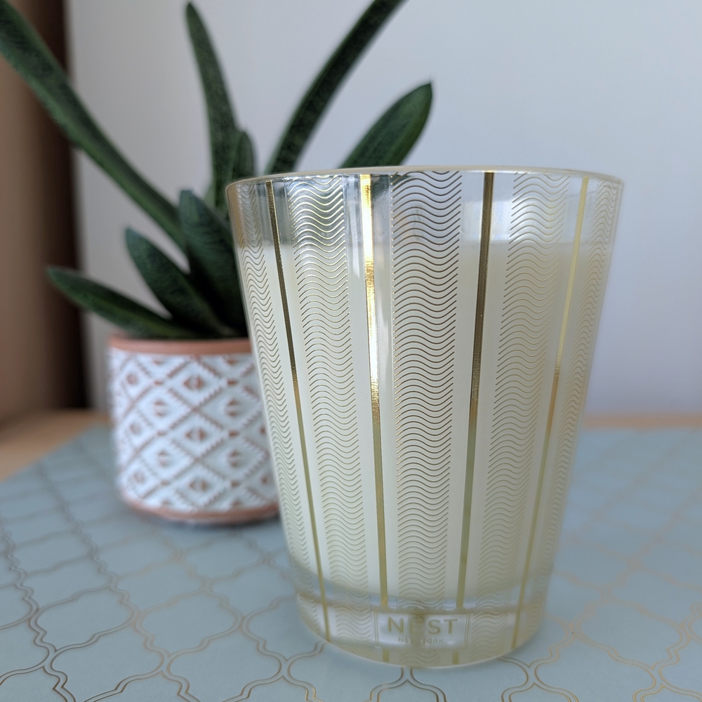Elegant Gold and Cream Candle